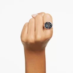 Swarovski Lucent Cocktail Ring Gray, Rhodium Plated