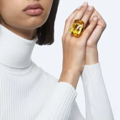 Swarovski Lucent Cocktail Ring Oversized Crystal, Octagon Cut, Yellow
