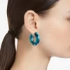 Swarovski Lucent Hoop Earrings Statement, Round Shape, Blue