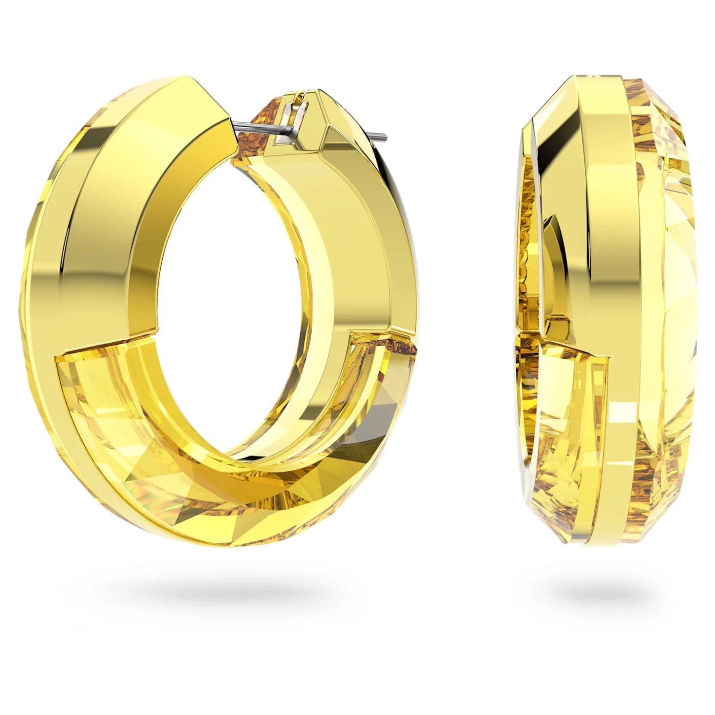 Swarovski Lucent Hoop Earrings Statement, Round Shape, Yellow - Image 2