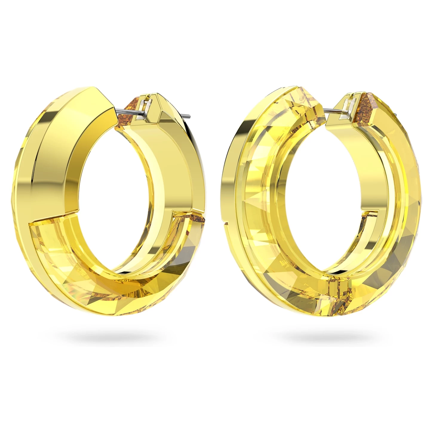 Swarovski Lucent Hoop Earrings Statement, Round Shape, Yellow - Image 3