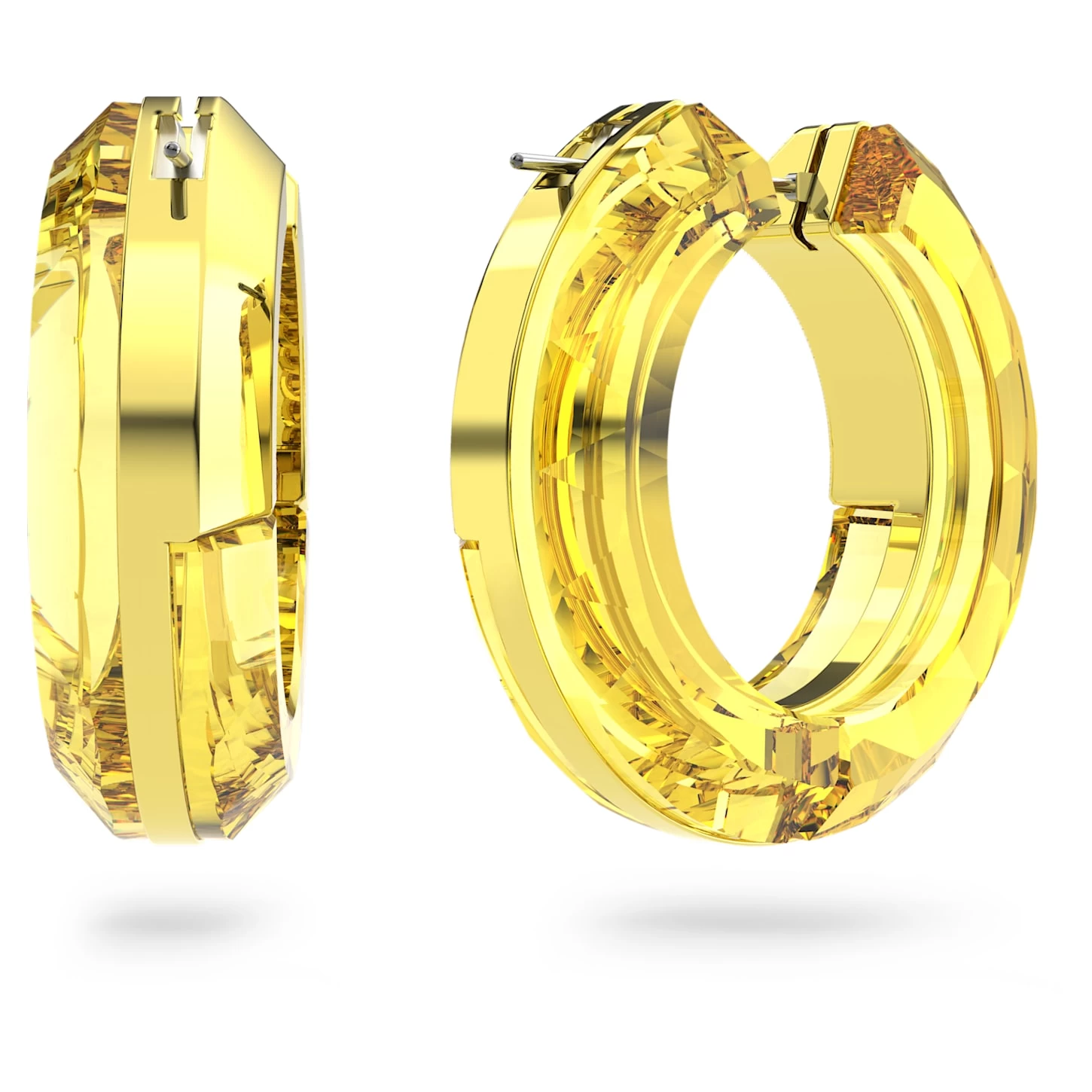 Swarovski Lucent Hoop Earrings Statement, Round Shape, Yellow - Image 4