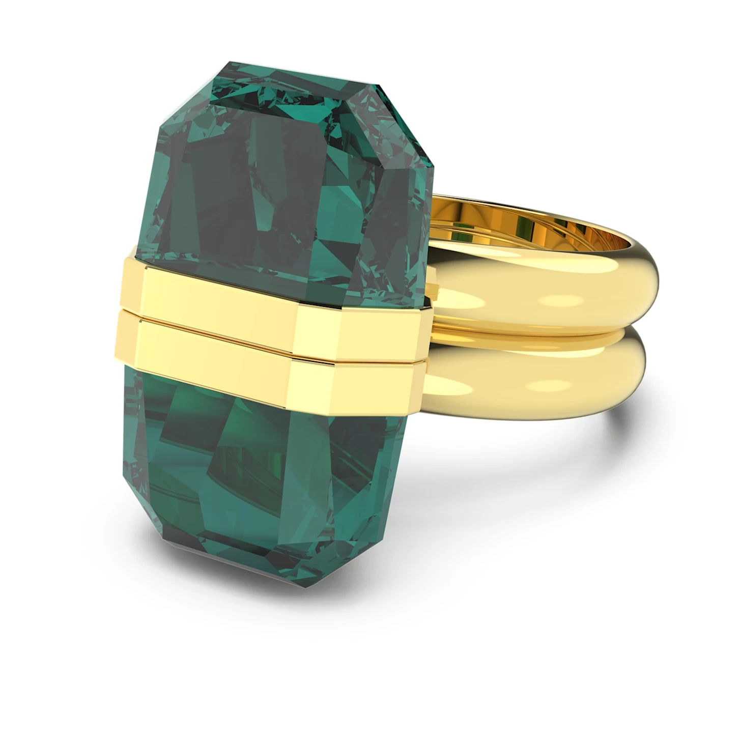 Swarovski Lucent Ring Magnetic Closure, Green, Gold-tone Plated - Image 2