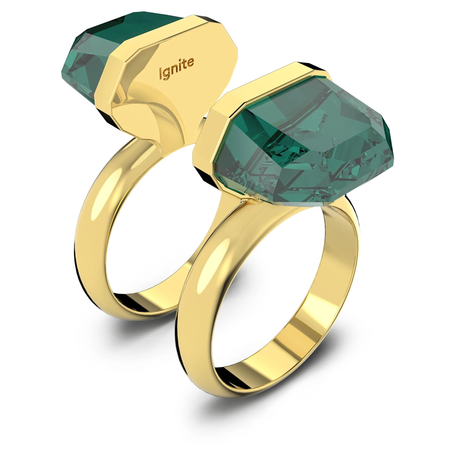 Swarovski Lucent Ring Magnetic Closure, Green, Gold-tone Plated - Image 4