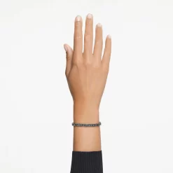 Swarovski Matrix Bracelet Triangle Cut, Black, Ruthenium Plated