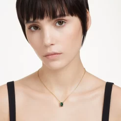 Swarovski Matrix Pendant Rectangular Cut, Green, Gold-tone Plated