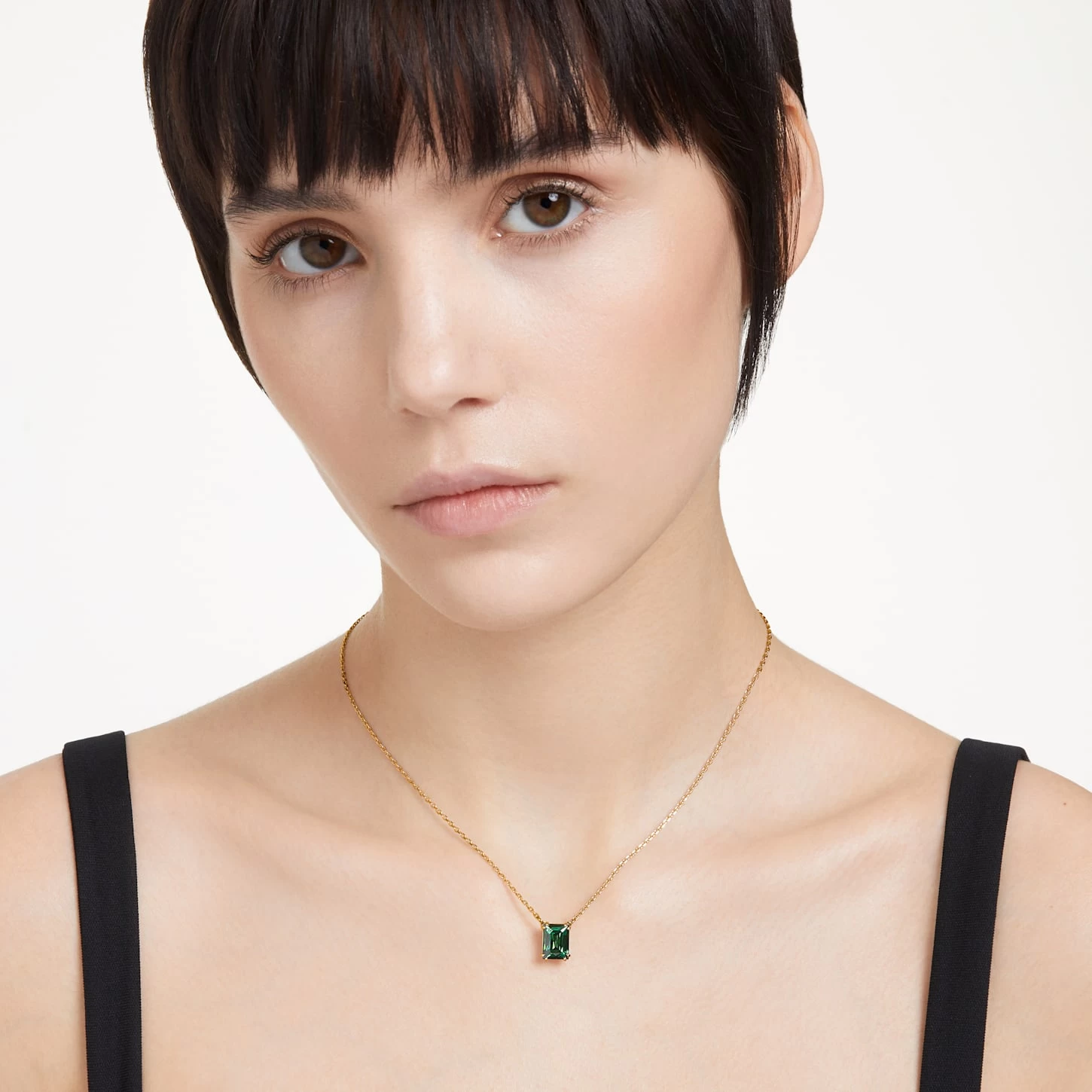 Swarovski Matrix Pendant Rectangular Cut, Green, Gold-tone Plated