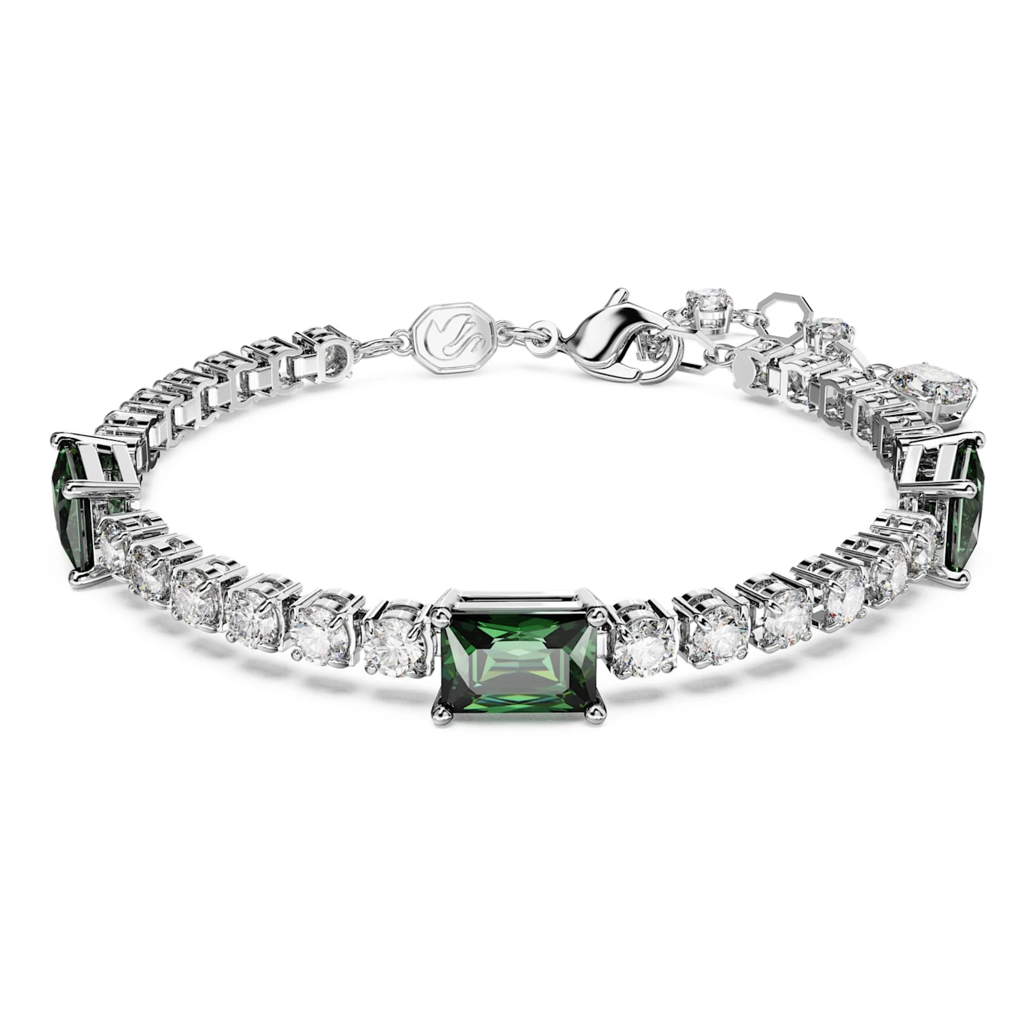 Swarovski Matrix Tennis Bracelet Mixed Cuts, Green, Rhodium Plated - Image 2