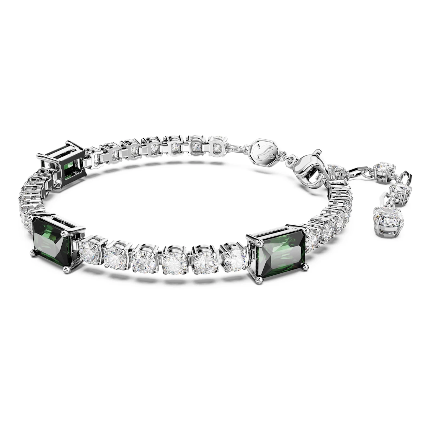Swarovski Matrix Tennis Bracelet Mixed Cuts, Green, Rhodium Plated - Image 3