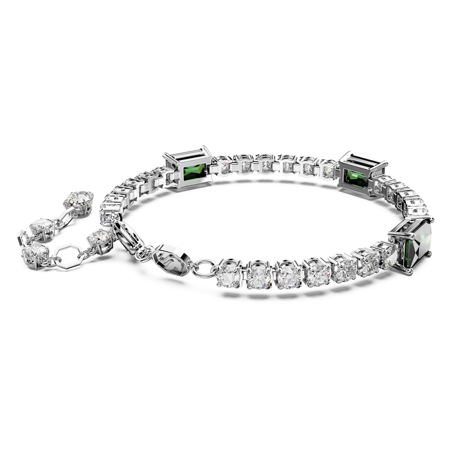 Swarovski Matrix Tennis Bracelet Mixed Cuts, Green, Rhodium Plated - Image 5