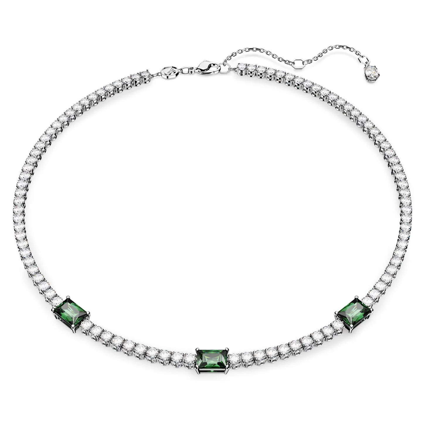 Swarovski Matrix Tennis Necklace Mixed Cuts, Green, Rhodium Plated - Image 2