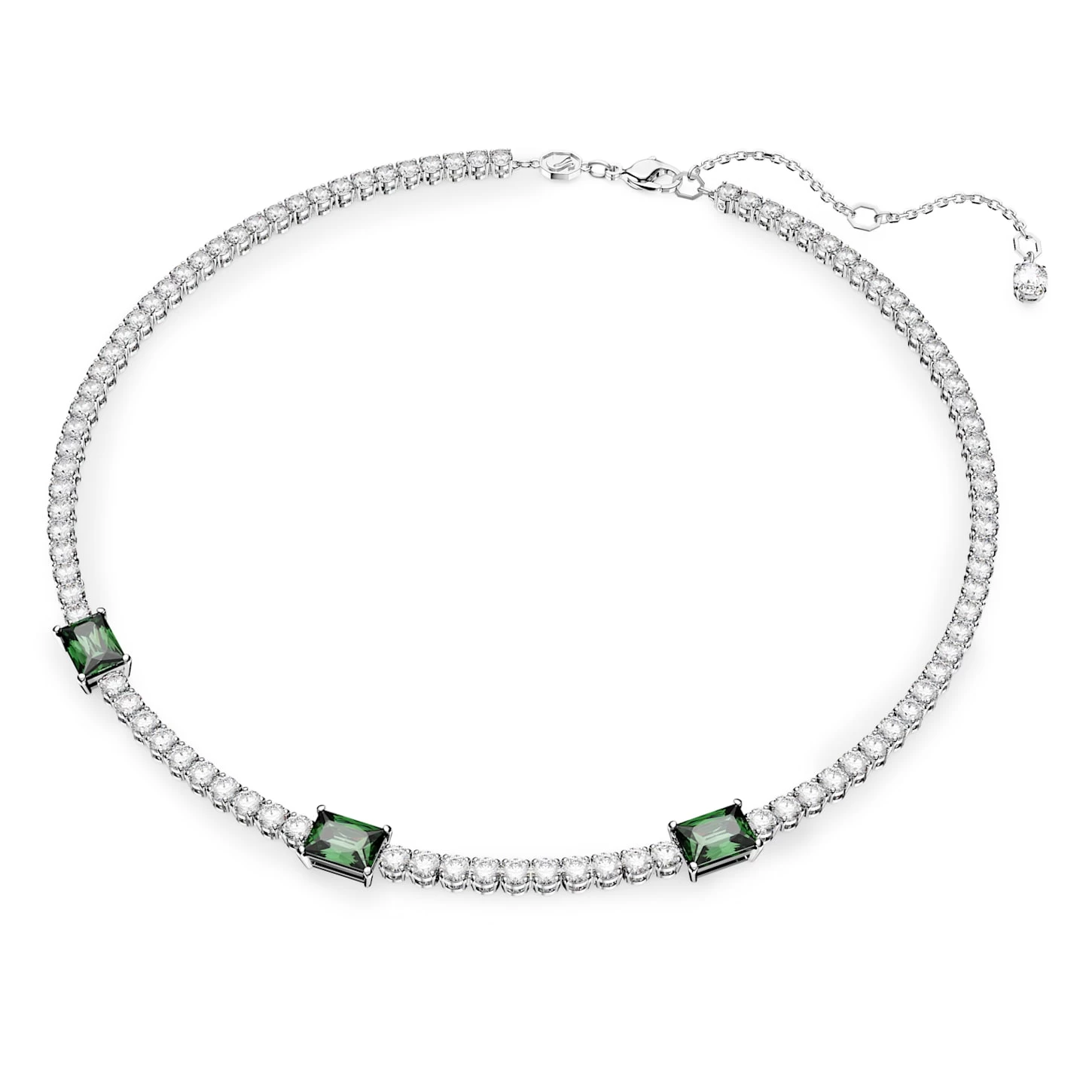 Swarovski Matrix Tennis Necklace Mixed Cuts, Green, Rhodium Plated - Image 3