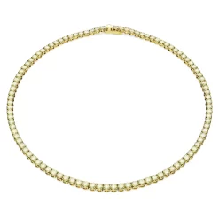Swarovski Matrix Tennis Necklace Round Cut, Small, Yellow, Gold-tone Plated