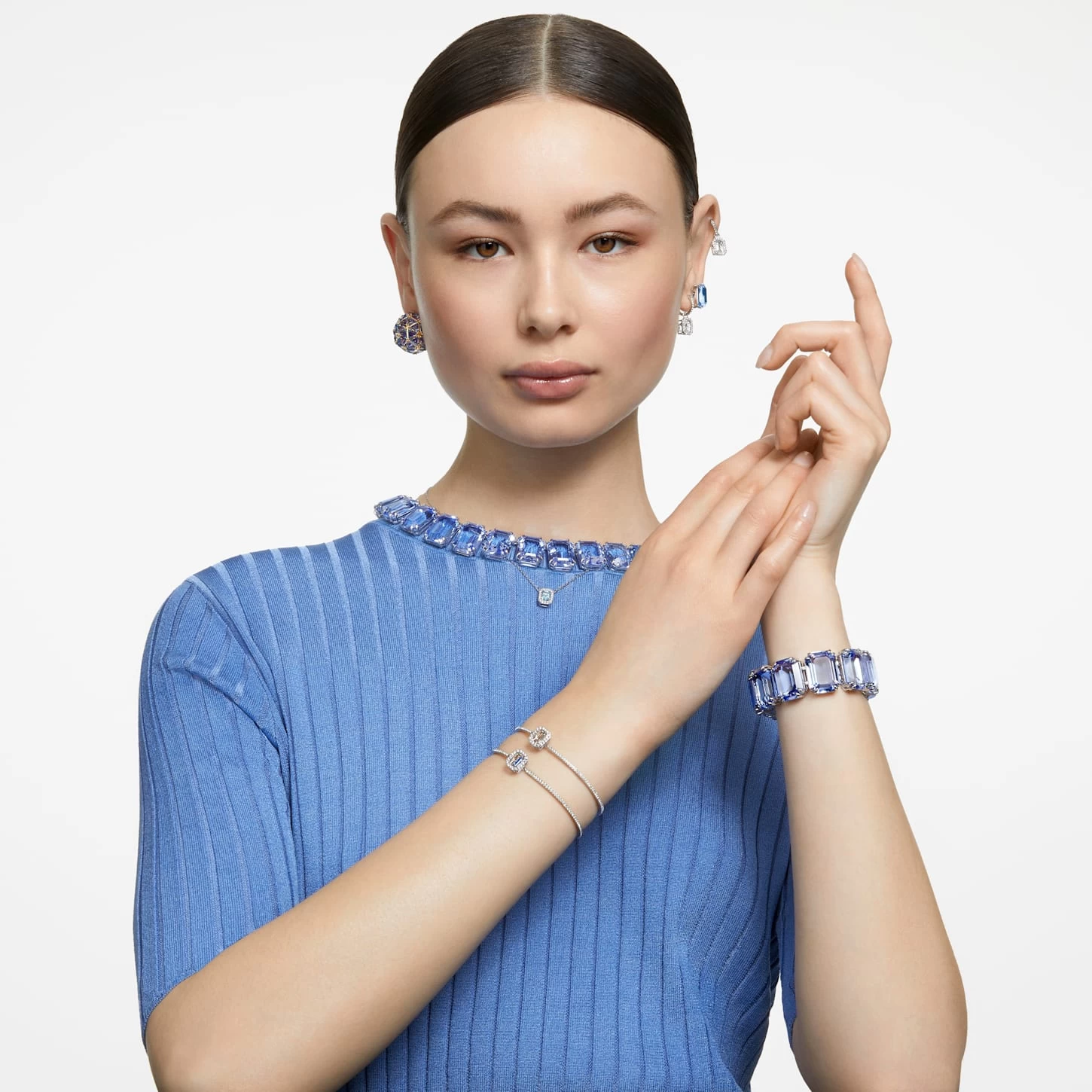 Swarovski Millenia Bangle Octagon Cut, Pavé, Blue, Rhodium Plated - Image 5