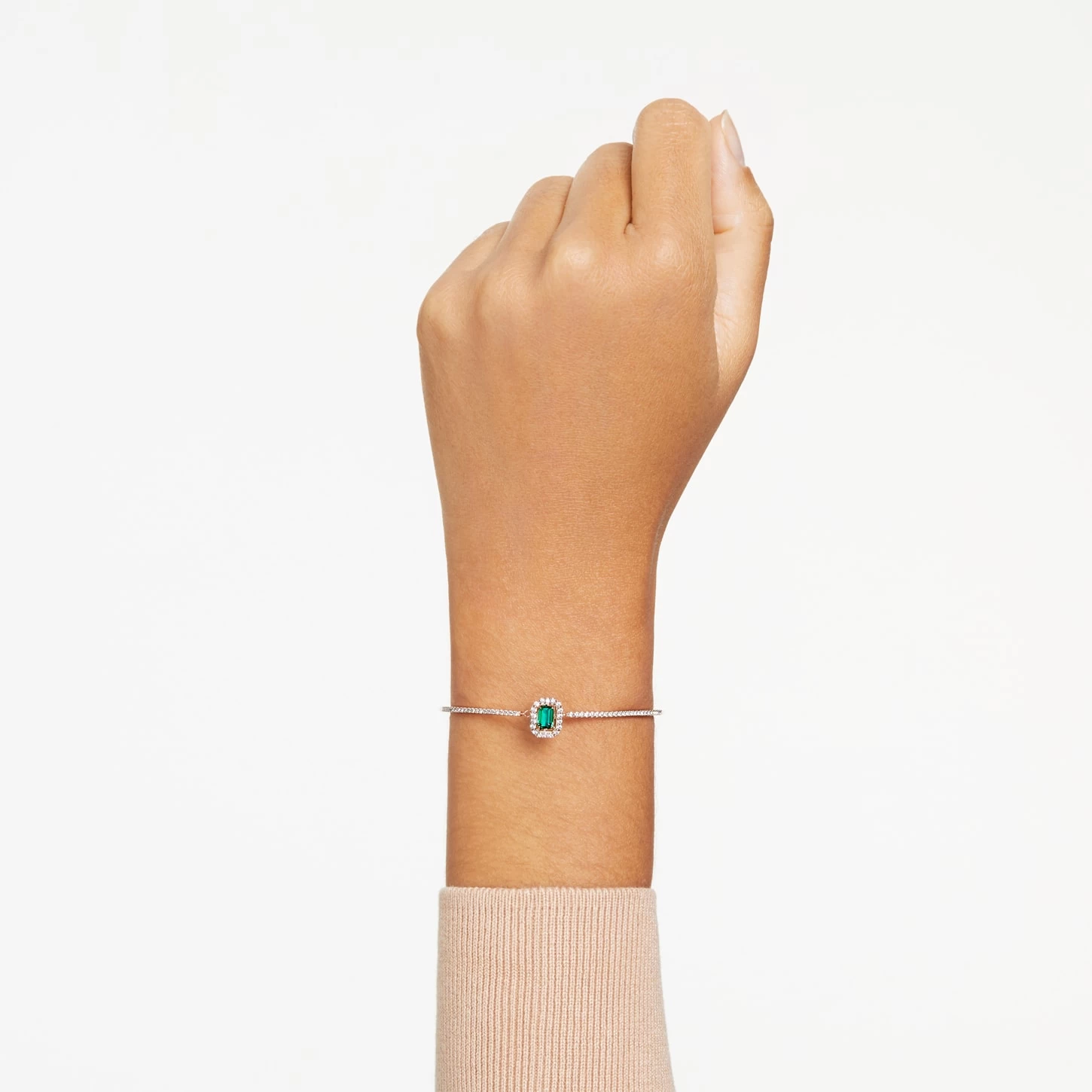 Swarovski Millenia Bangle Octagon Cut, Pavé, Green, Rose Gold-tone Plated