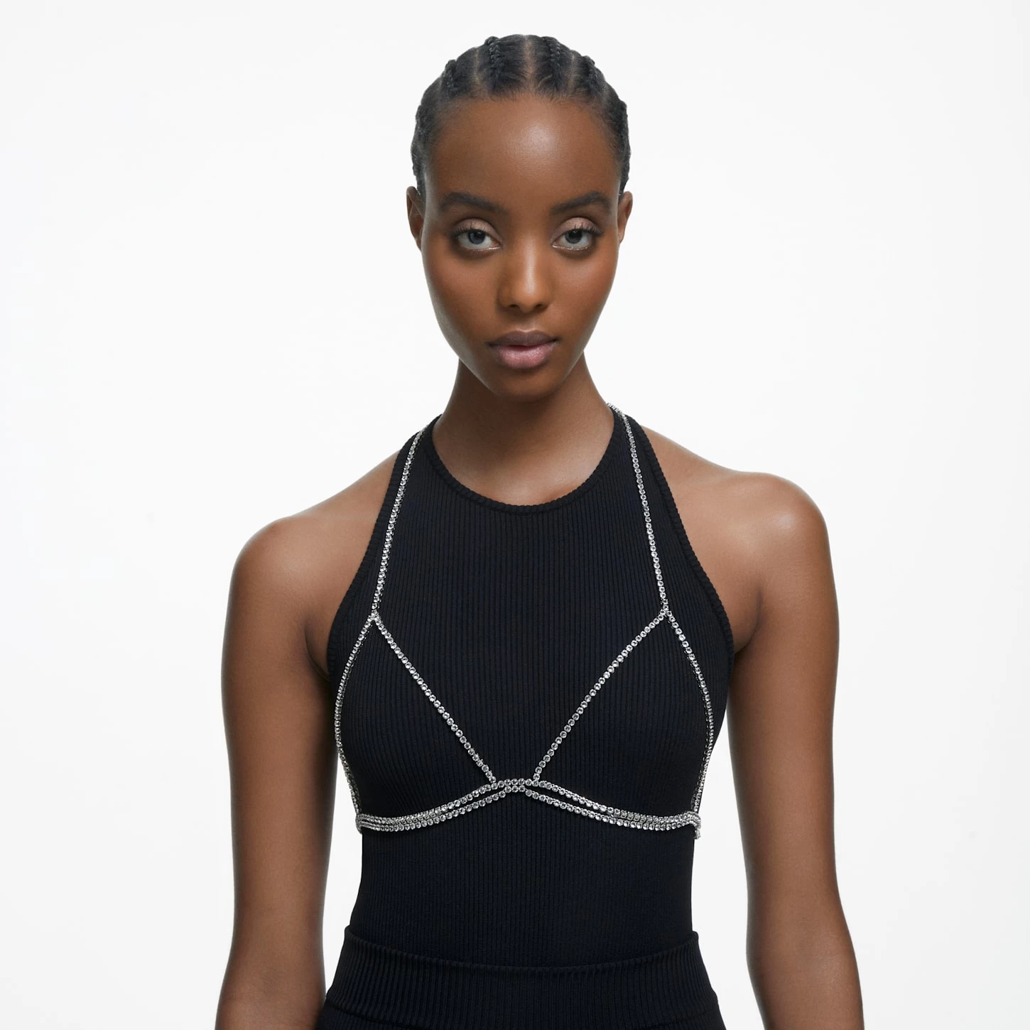 Swarovski Millenia Body Chain Round Cut, White, Rhodium Plated