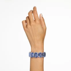 Swarovski Millenia Bracelet Oversized Crystals, Octagon Cut, Blue, Rhodium Plated