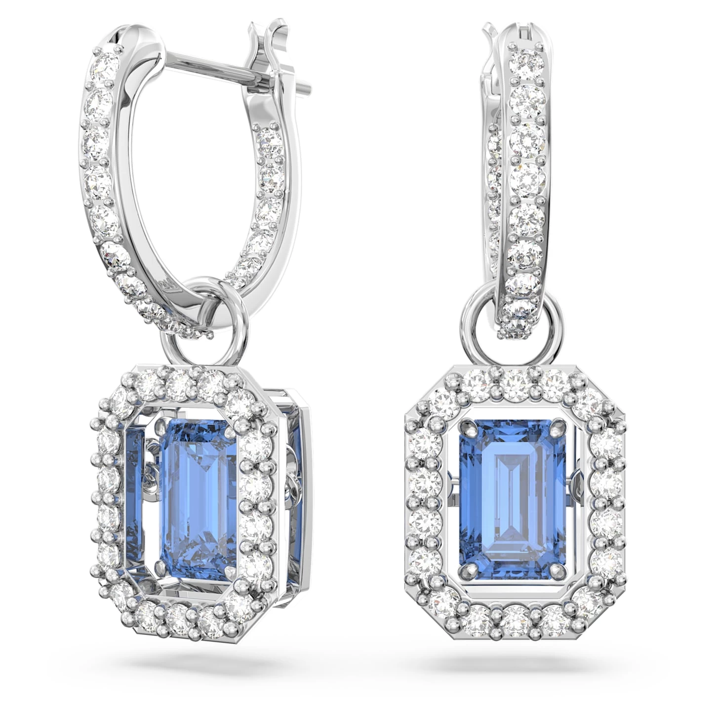 Swarovski Millenia Drop Earrings Octagon Cut, Blue, Rhodium Plated - Image 2