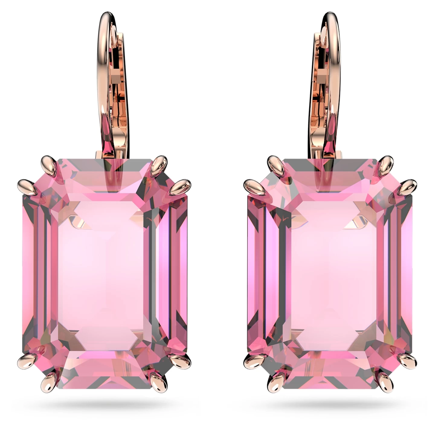Swarovski Millenia Drop Earrings Octagon Cut, Pink, Rose Gold-tone Plated - Image 2