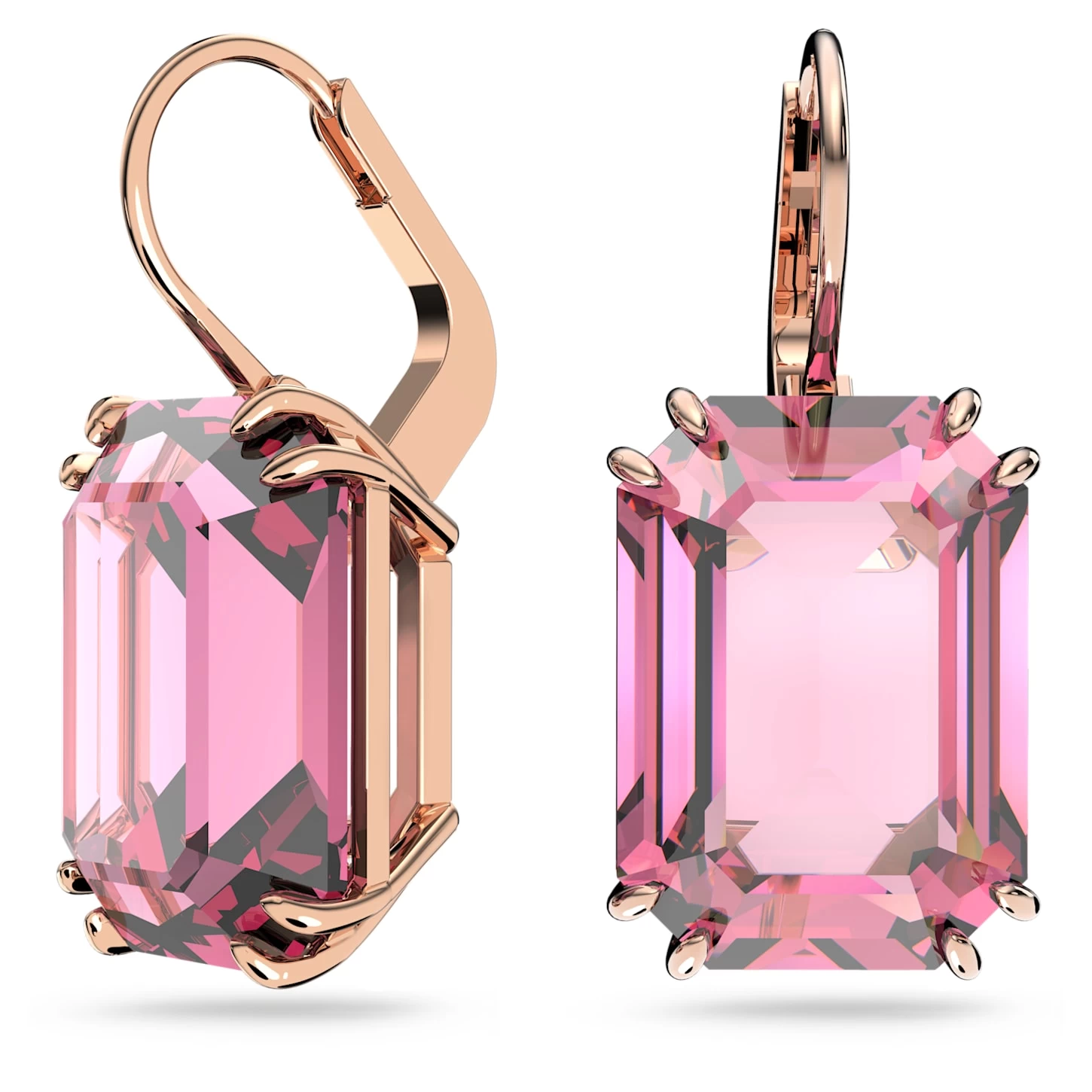 Swarovski Millenia Drop Earrings Octagon Cut, Pink, Rose Gold-tone Plated - Image 3
