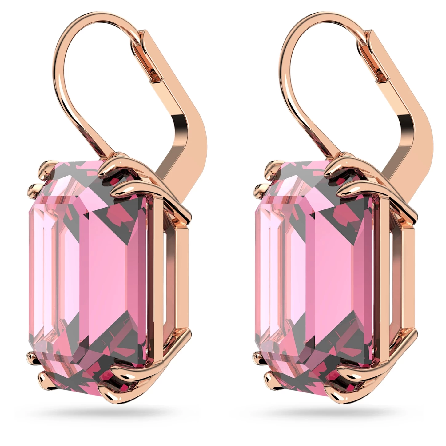Swarovski Millenia Drop Earrings Octagon Cut, Pink, Rose Gold-tone Plated - Image 4