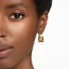 Swarovski Millenia Drop Earrings Square Cut, Brown, Gold-tone Plated