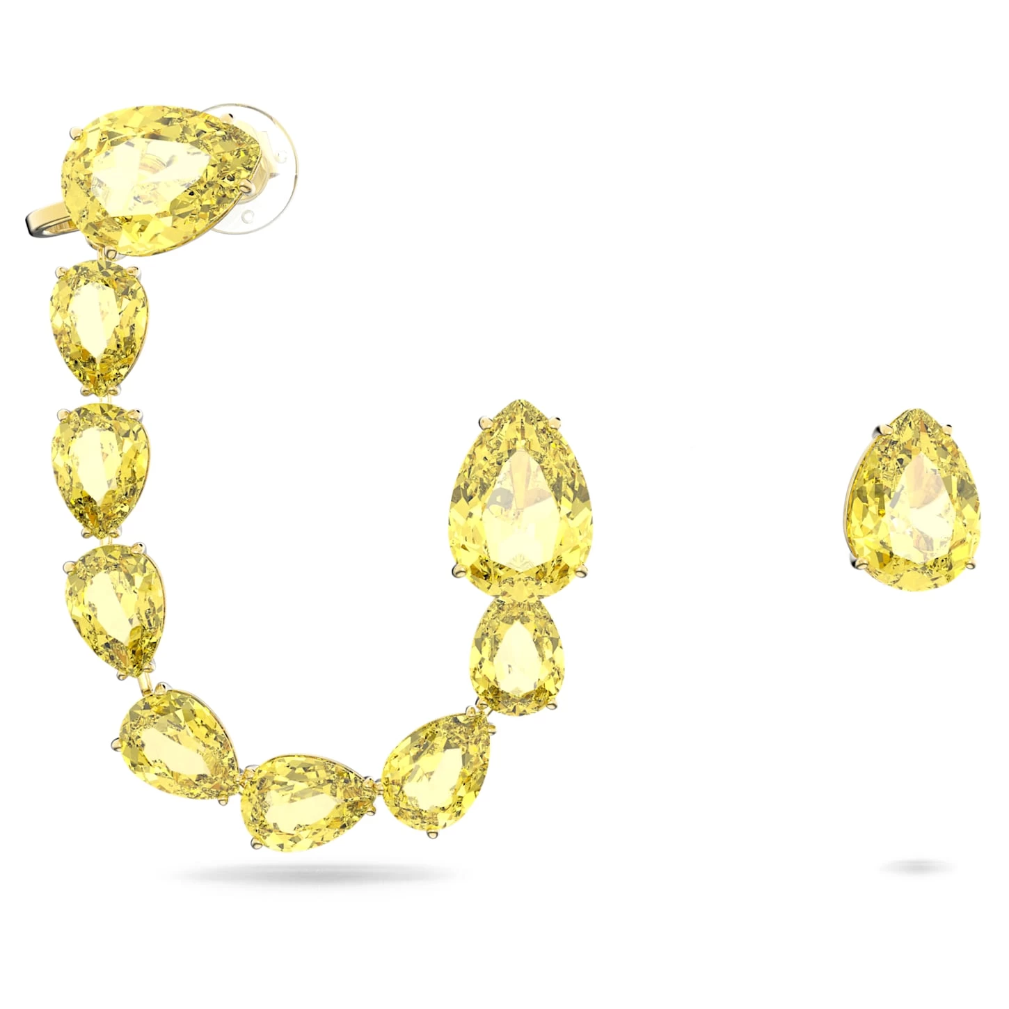 Swarovski Millenia Ear Cuff Set (2), Asymmetrical Design, Pear Cut, Yellow, Gold-tone Plated - Image 2