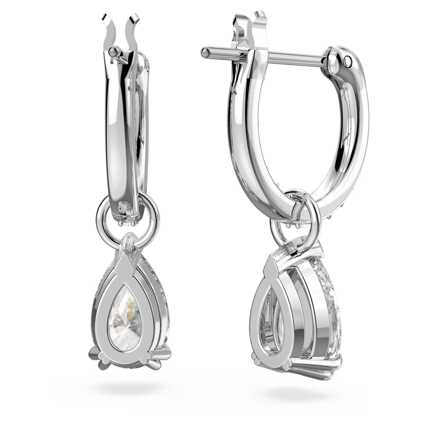 Swarovski Millenia Hoop Earrings Pear Cut, White, Rhodium Plated - Image 4