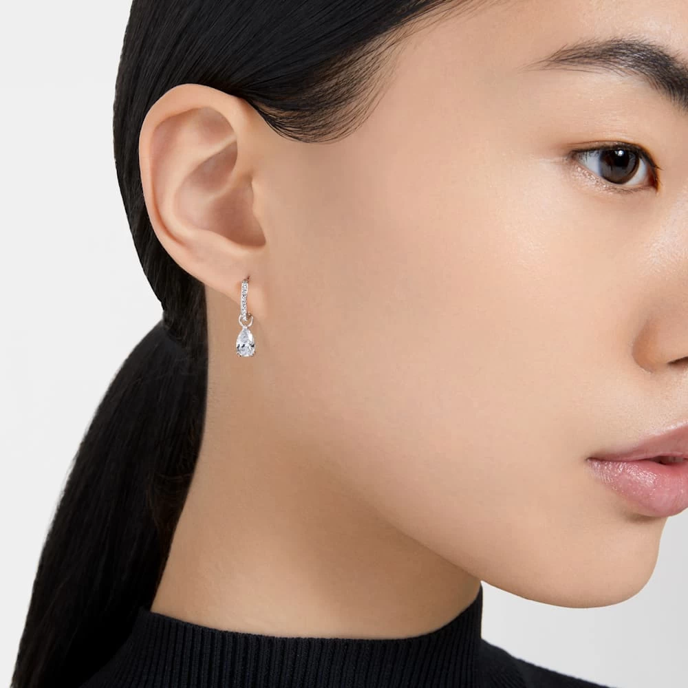 Swarovski Millenia Hoop Earrings Pear Cut, White, Rhodium Plated - Image 5