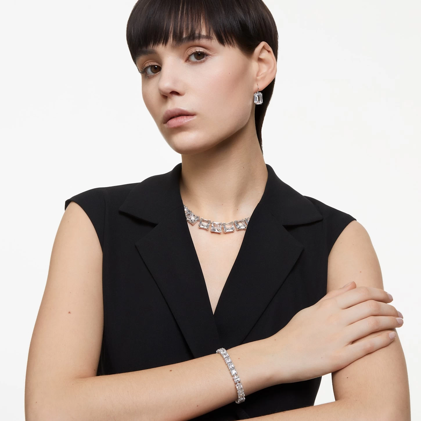 Swarovski Millenia Set Mixed Cuts, White, Rhodium Plated