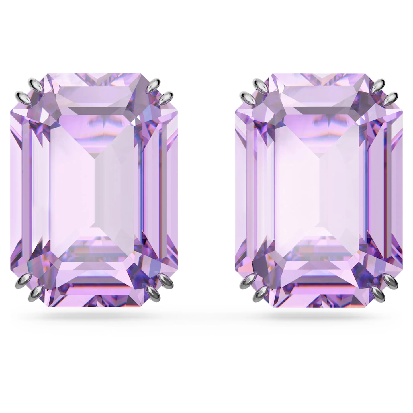 Swarovski Millenia Stud Earrings Octagon Cut, Purple, Rhodium Plated - Image 2