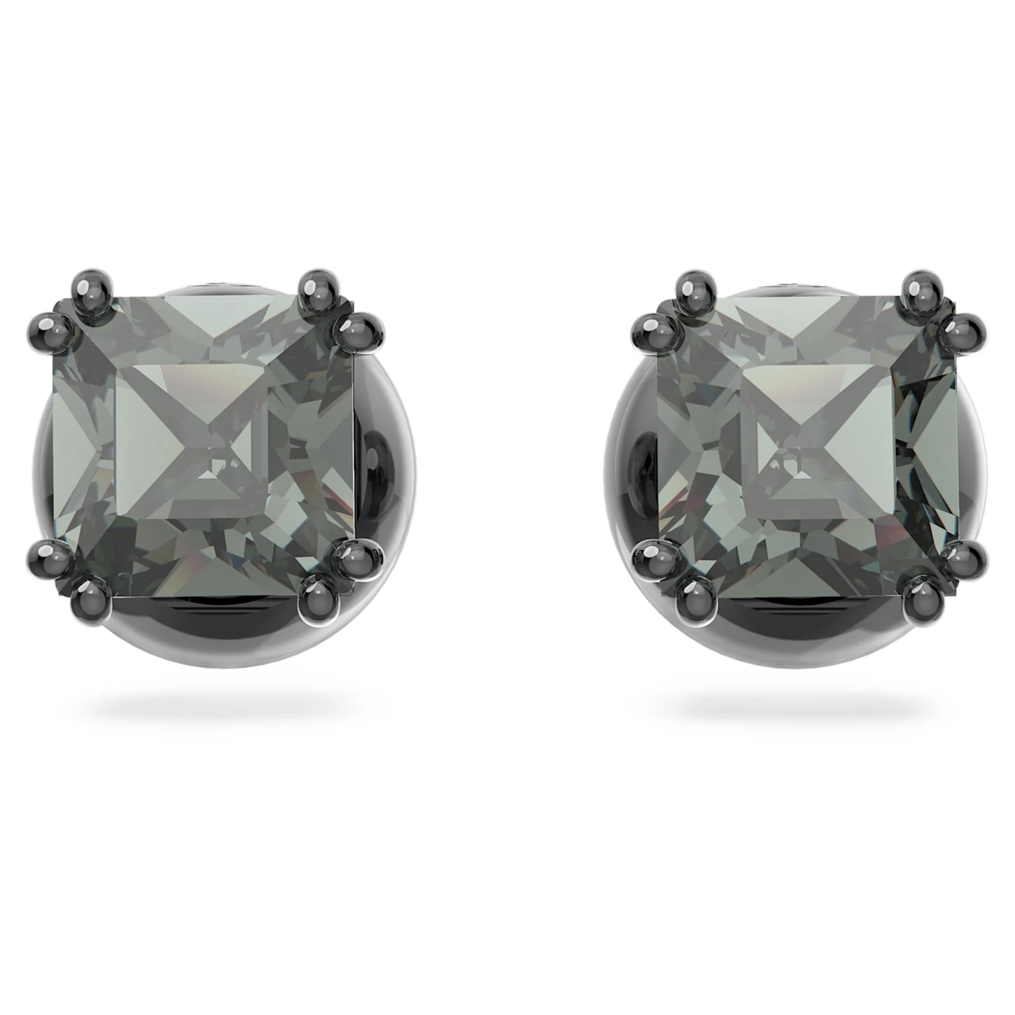 Swarovski Millenia Stud Earrings Square Cut, Black, Ruthenium Plated - Image 2