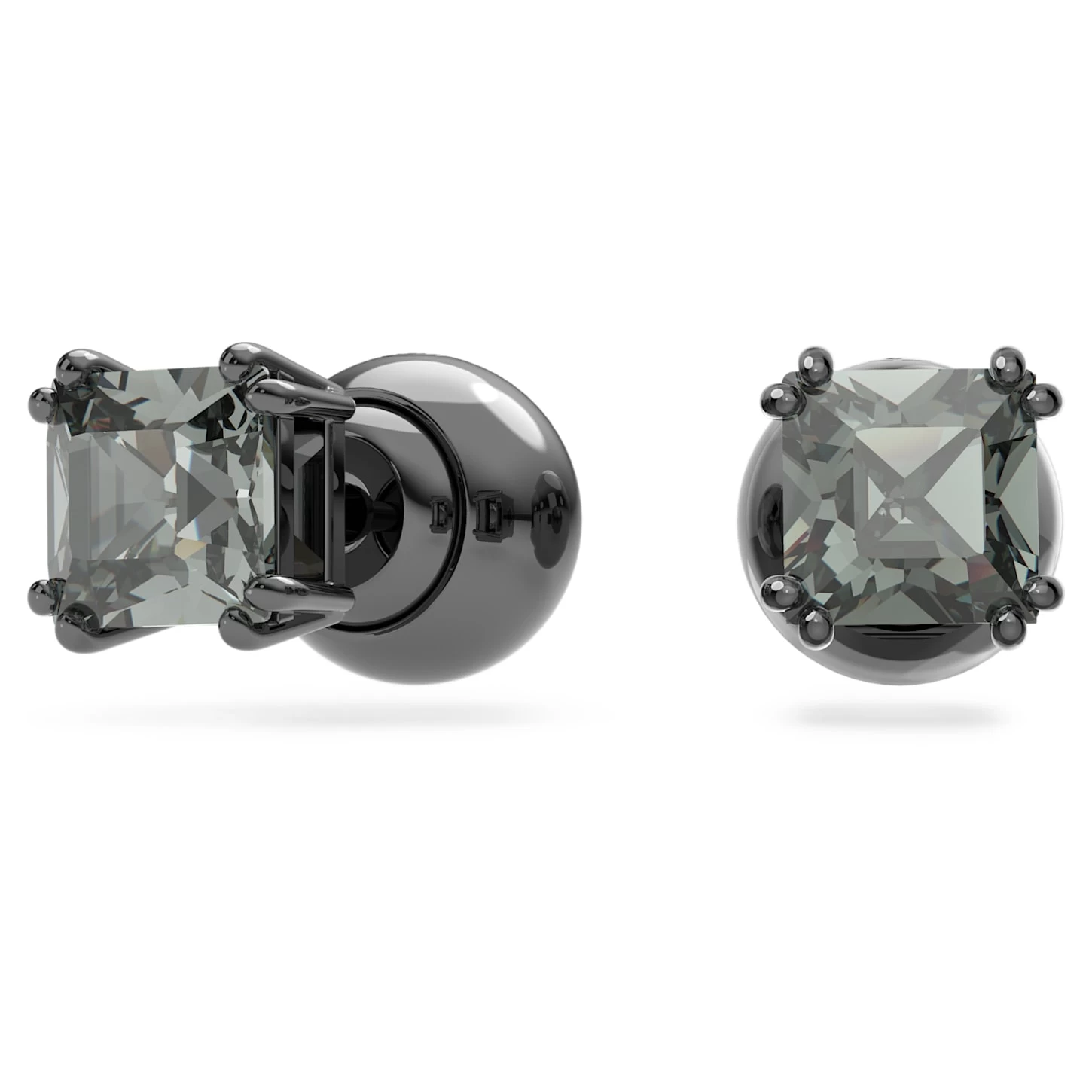 Swarovski Millenia Stud Earrings Square Cut, Black, Ruthenium Plated - Image 3