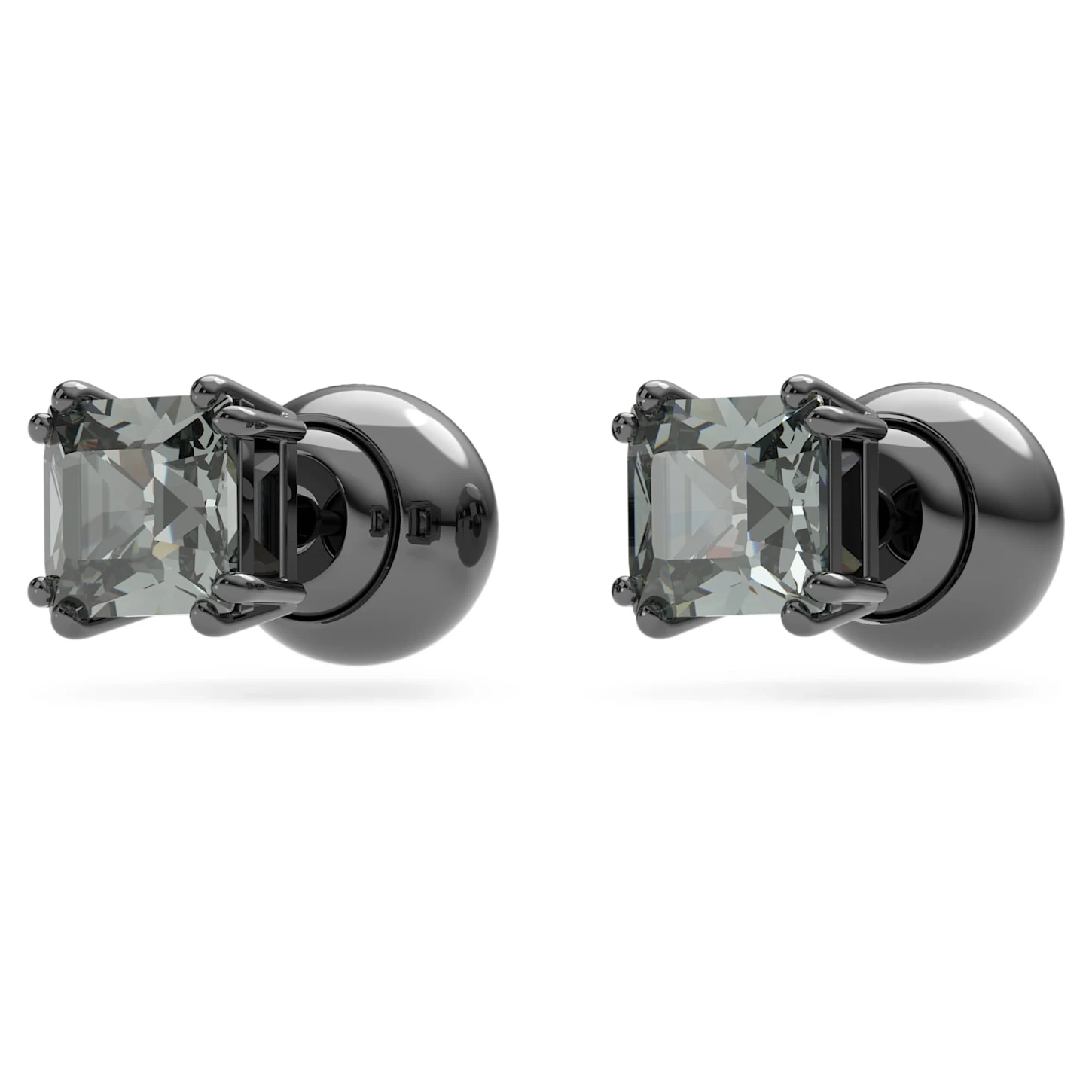 Swarovski Millenia Stud Earrings Square Cut, Black, Ruthenium Plated - Image 4