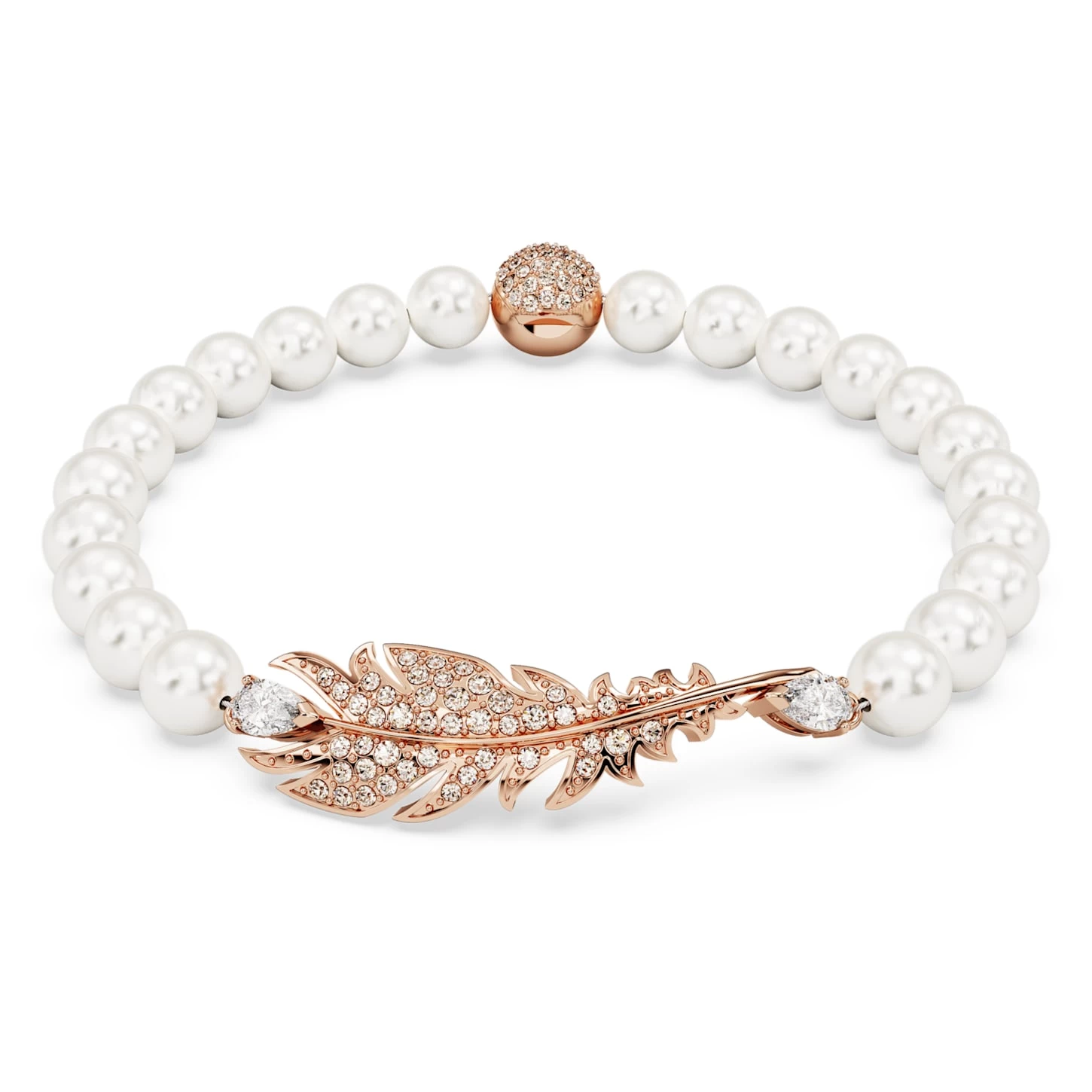 Swarovski Nice Bracelet Feather, White, Rose Gold-tone Plated - Image 2