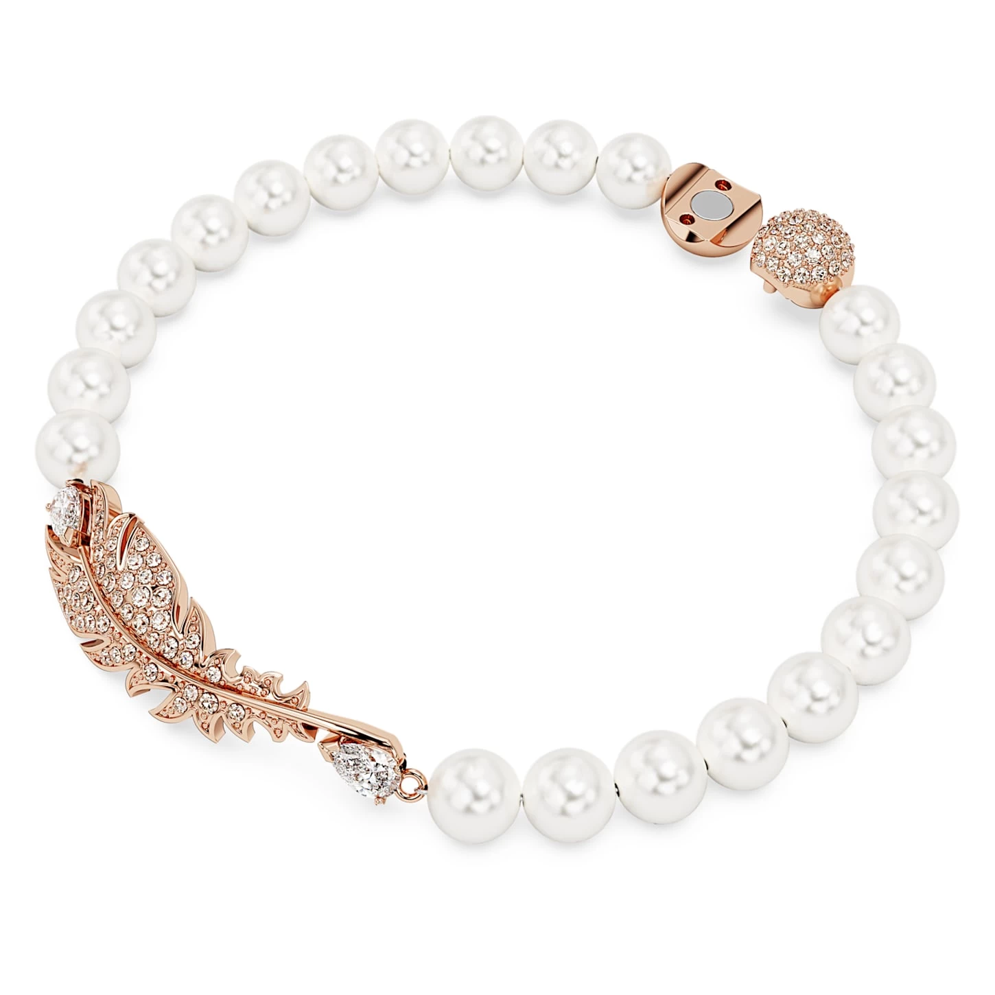 Swarovski Nice Bracelet Feather, White, Rose Gold-tone Plated - Image 3