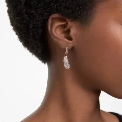 Swarovski Nice Drop Earrings Feather, White, Rose Gold-tone Plated