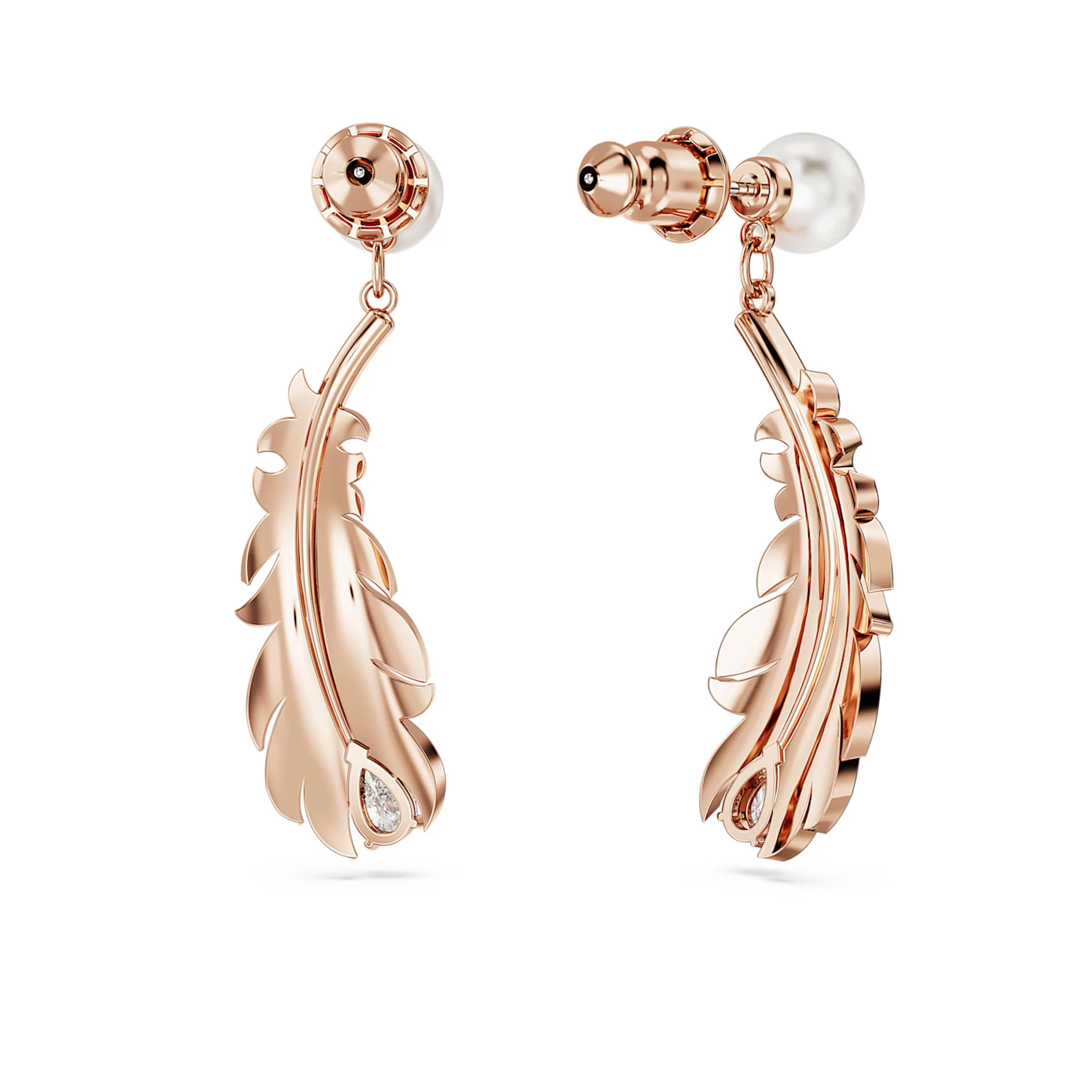Swarovski Nice Drop Earrings Mixed Cuts, Feather, White, Rose Gold-tone Plated - Image 5