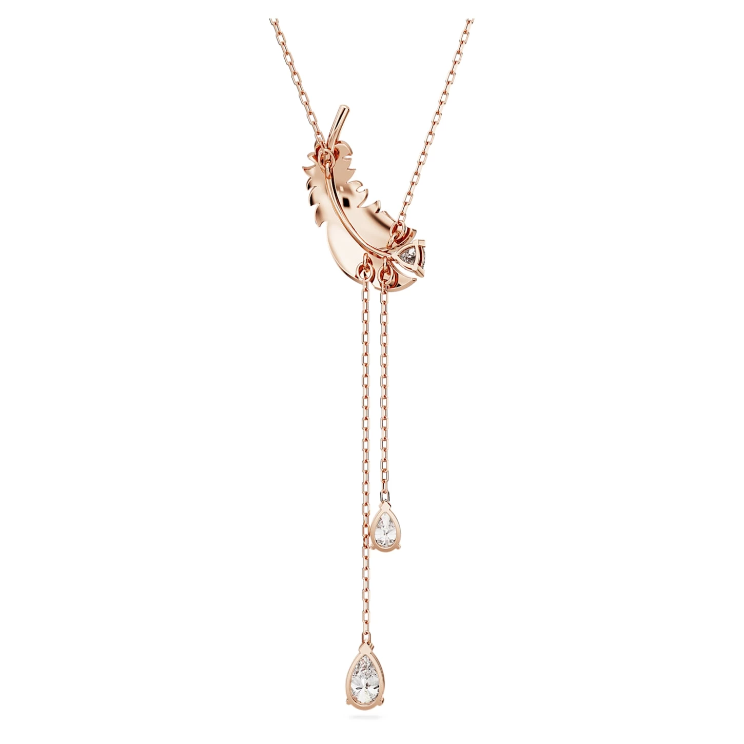 Swarovski Nice Y Pendant Feather, White, Rose Gold-tone Plated - Image 5