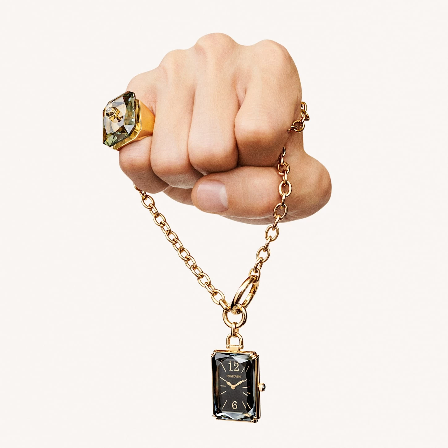 Swarovski Numina Cocktail Ring Octagon Cut, Gray, Gold-tone Plated - Image 5