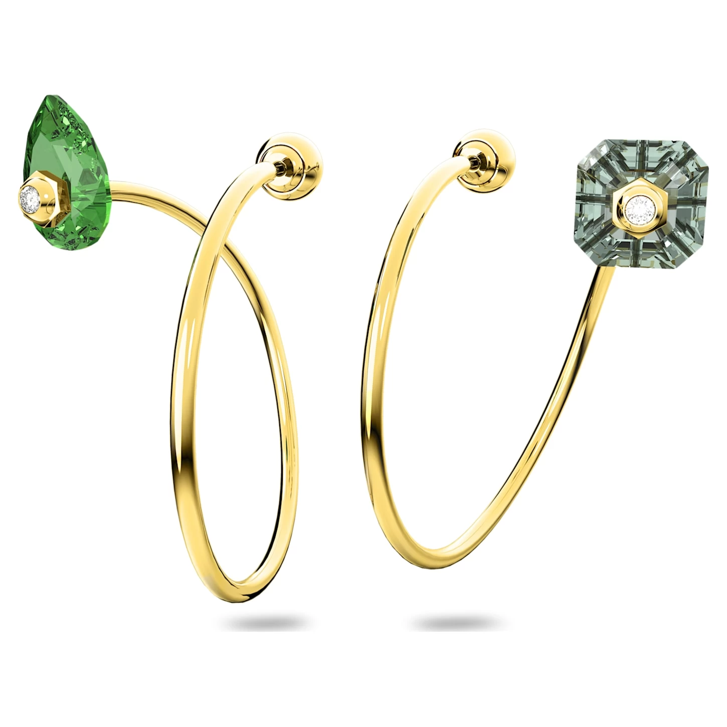 Swarovski Numina Drop Earrings Asymmetrical Design, Mixed Cuts, Long, Multicolored, Gold-tone Plated - Image 5