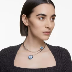 Swarovski Numina Necklace Blue, Rhodium Plated