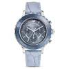 Swarovski Octea Lux Chrono Watch Swiss Made, Leather Strap, Blue, Stainless Steel