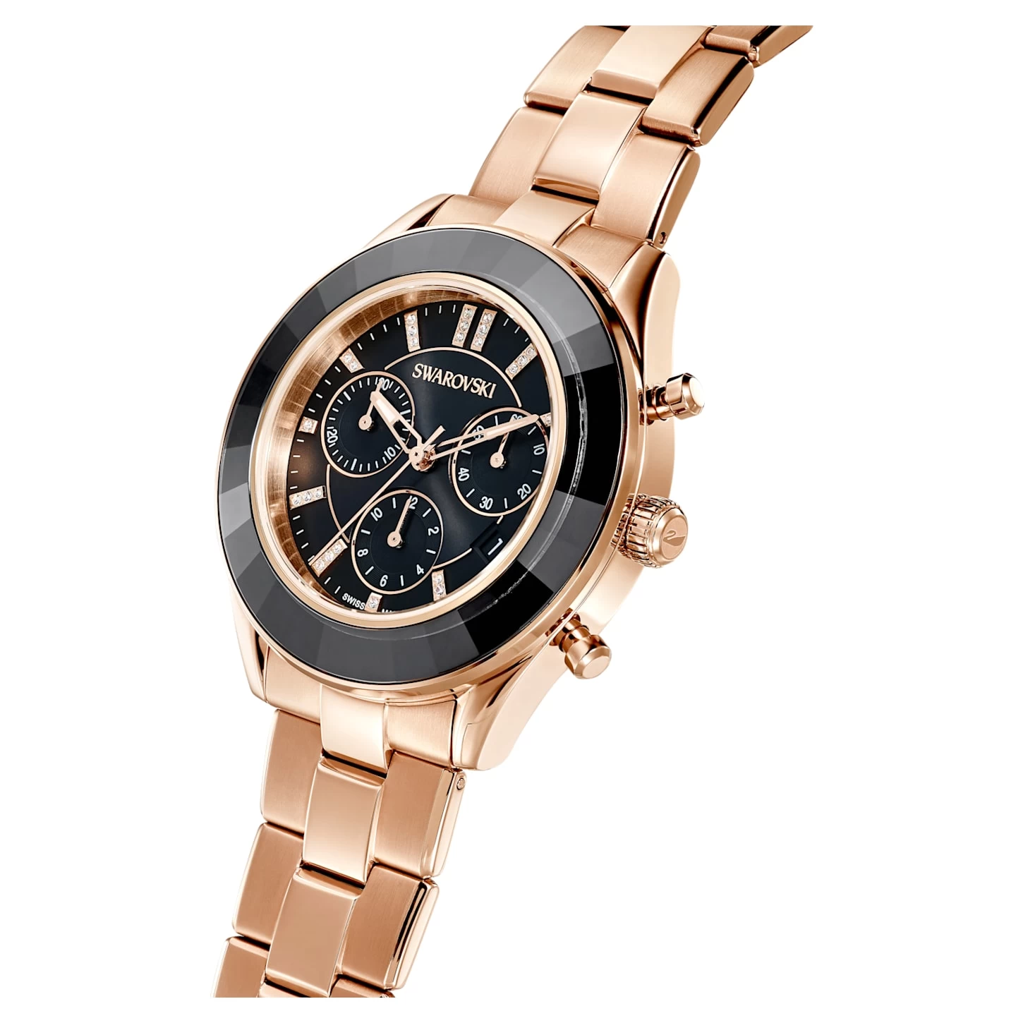 Swarovski Octea Lux Sport Watch Swiss Made, Metal Bracelet, Black, Rose Gold-tone Finish - Image 5