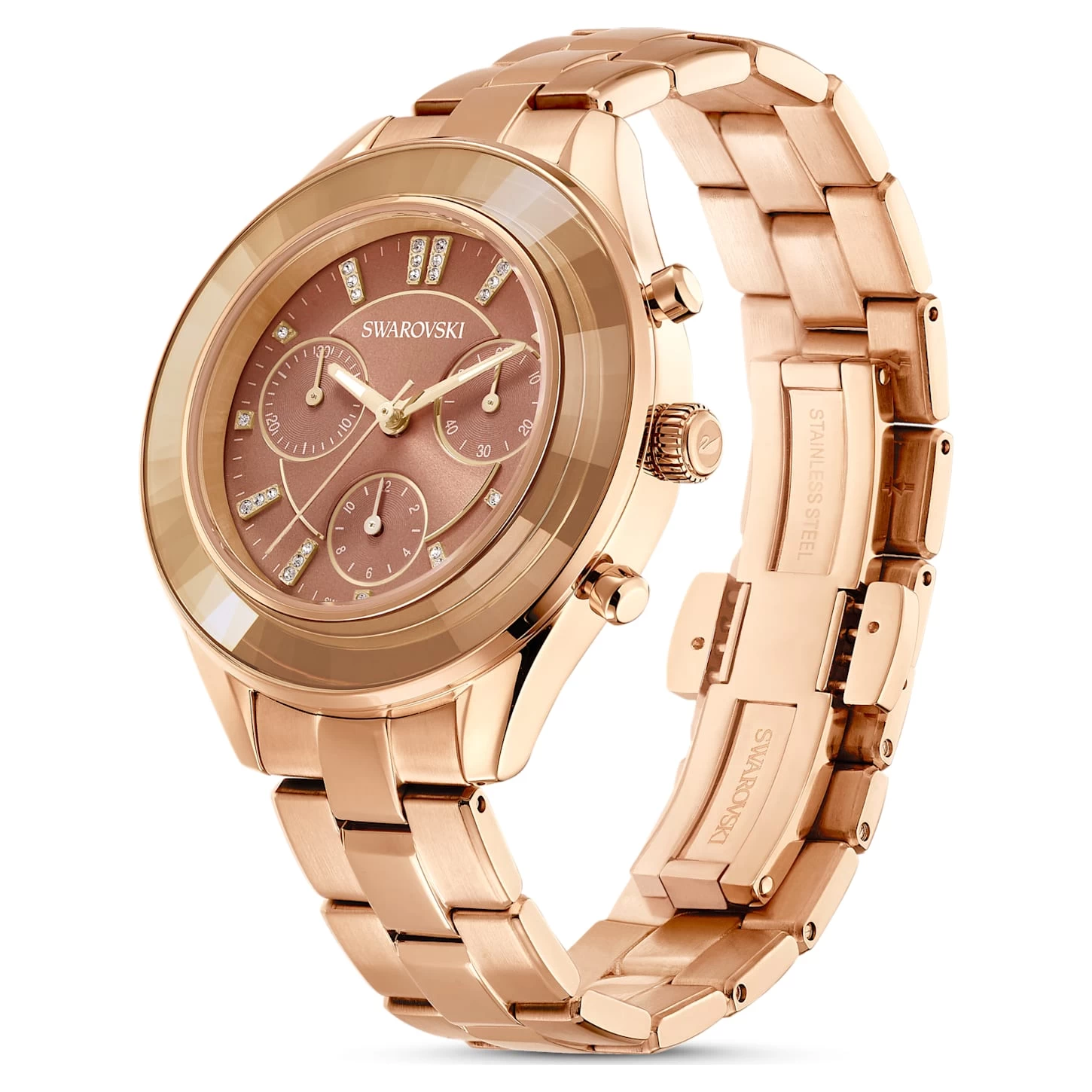 Swarovski Octea Lux Sport Watch Swiss Made, Metal Bracelet, Brown, Gold-tone Finish - Image 3