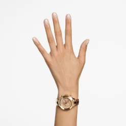 Swarovski Octea Lux Sport Watch Swiss Made, Metal Bracelet, Brown, Gold-tone Finish