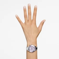 Swarovski Octea Lux Sport Watch Swiss Made, Metal Bracelet, Purple, Stainless Steel