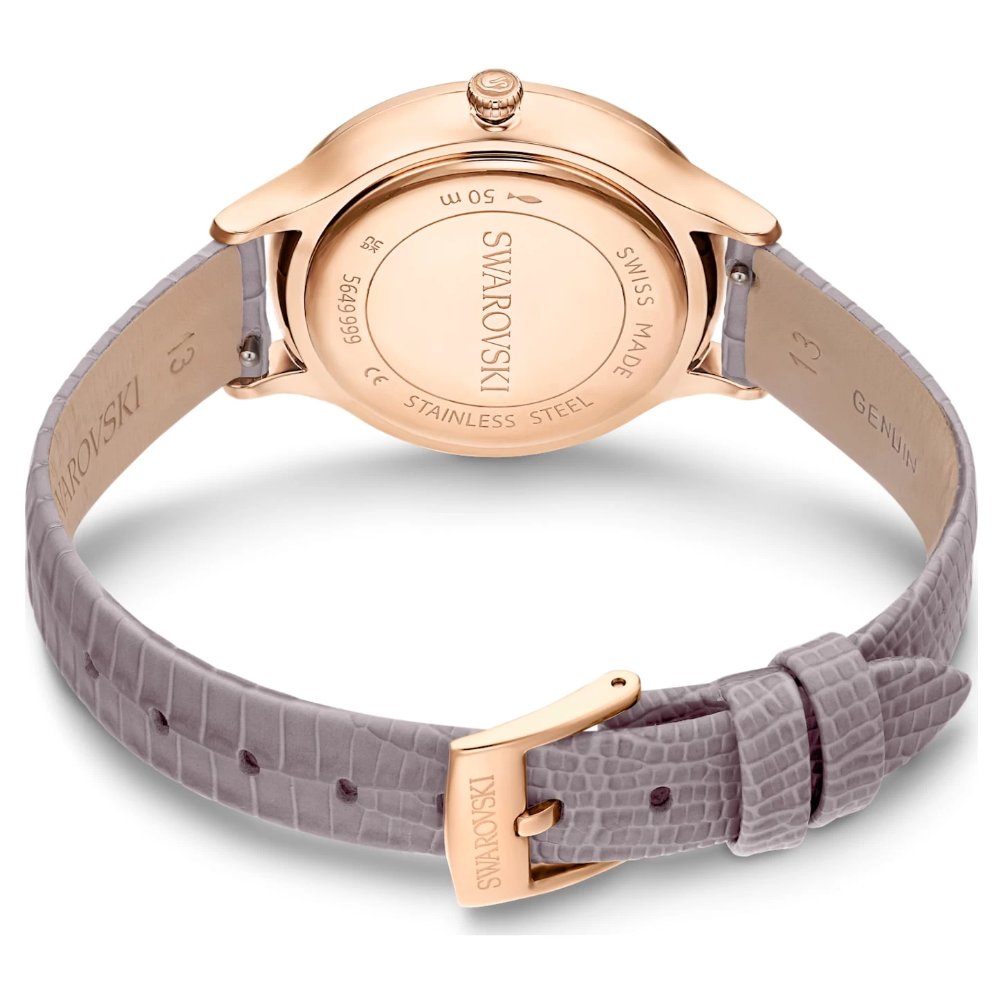 Swarovski Octea Nova Watch Swiss Made, Leather Strap, Beige, Rose Gold-tone Finish - Image 4