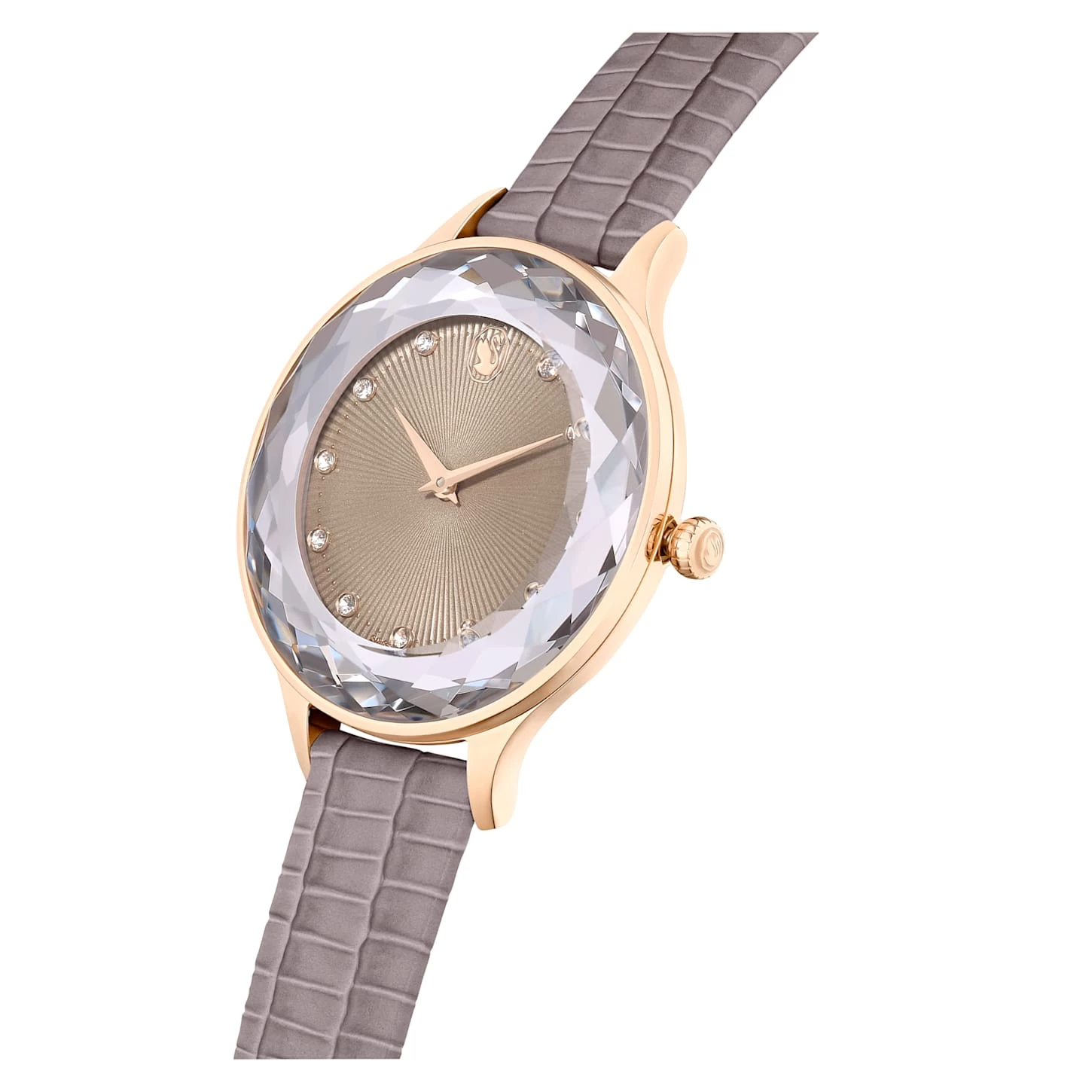 Swarovski Octea Nova Watch Swiss Made, Leather Strap, Beige, Rose Gold-tone Finish - Image 5