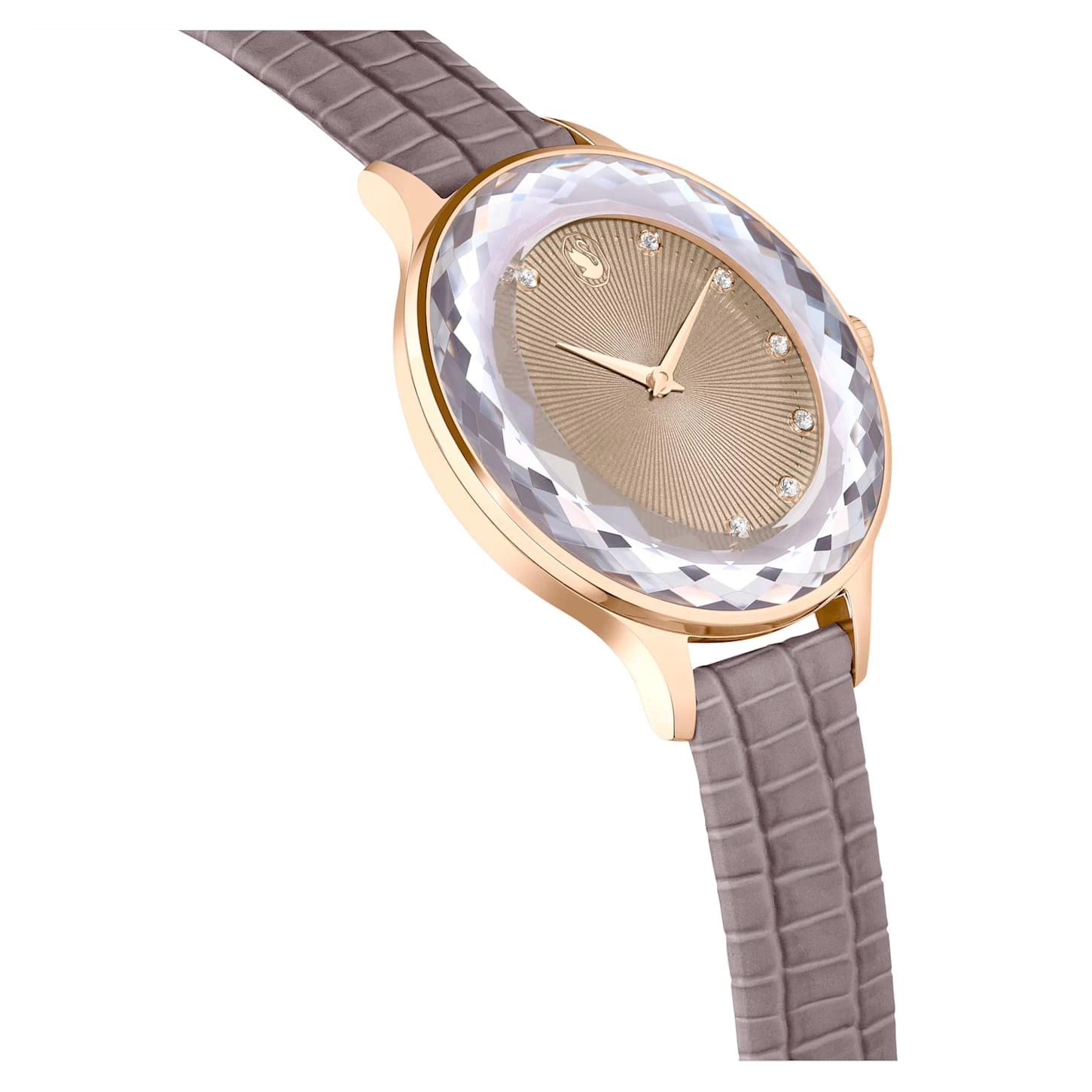 Swarovski Octea Nova Watch Swiss Made, Leather Strap, Beige, Rose Gold-tone Finish - Image 6
